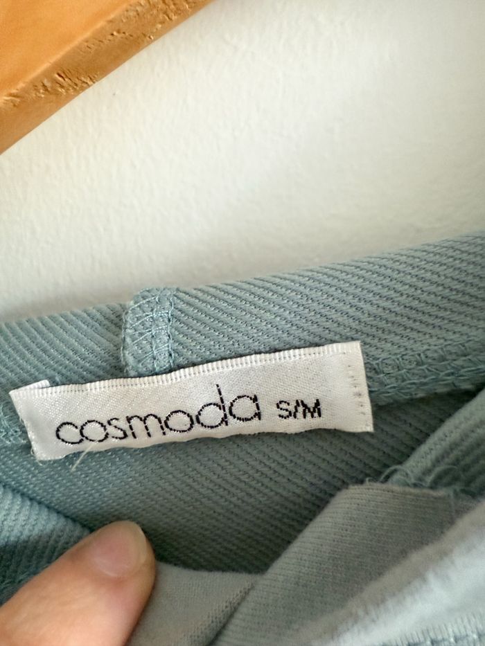 Sweat-shirt à capuche turquoise cosmoda taille 36 S 38 M - photo numéro 4