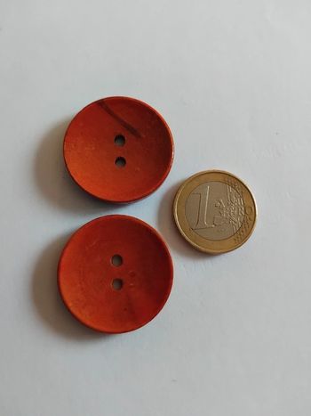 Lot de 2 gros bouton Orange en bois