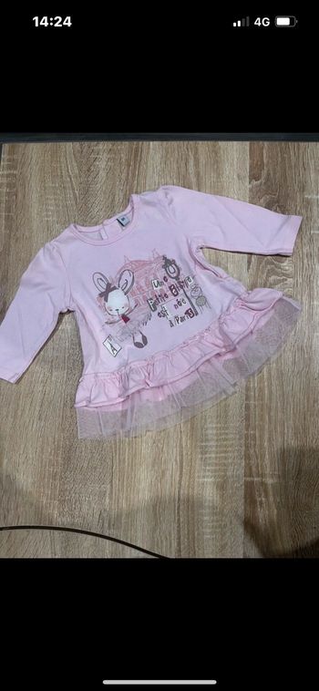 Haut ML rose bébé fille 6 mois