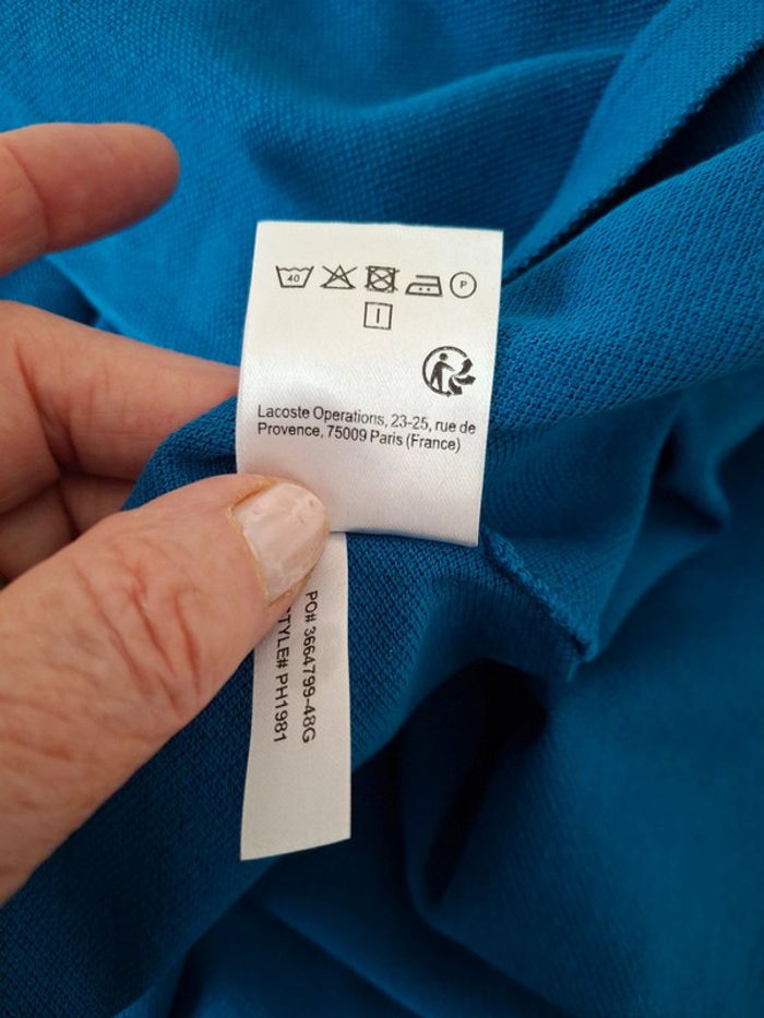 Polo Lacoste homme taille 7 ou XXL bleu drapeau - photo numéro 7