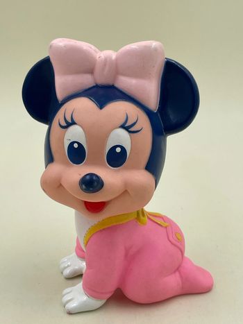 Figurine vintage Disney Minnie Arco en caoutchouc « pouet pouet » 1984