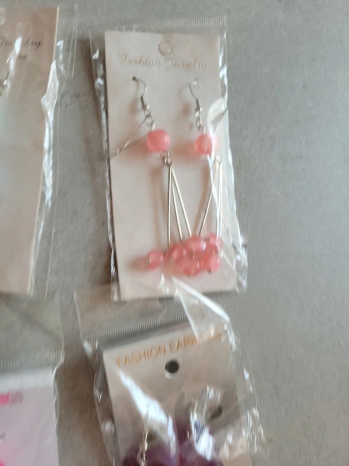 Lot bijoux boucles d'oreilles pendentif perle créole - photo numéro 5