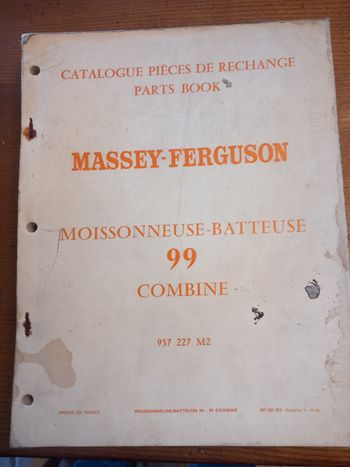 Catalogue pièces de rechange moissonneuse batteuse 99 combine 