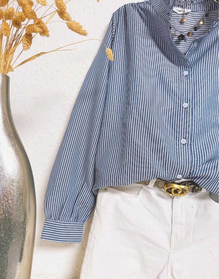 Blouse marine rayures oversize taille M/L 🌸 - photo numéro 3