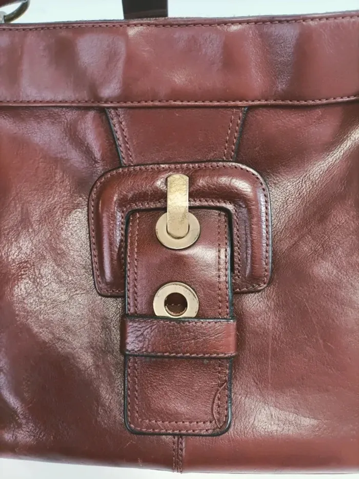 Sac à main bandoulière Melanie marron détails dorés - photo numéro 6