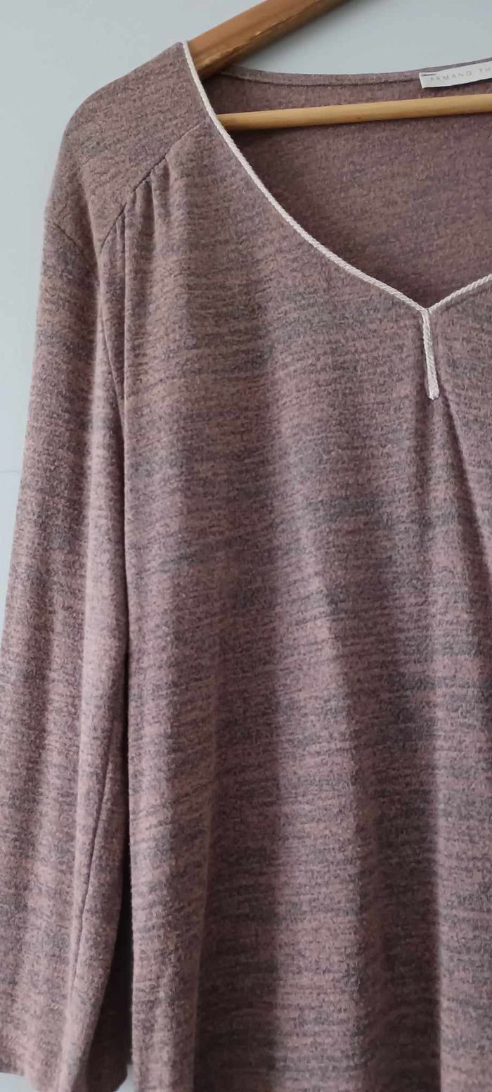 T-shirt rose chiné manches 3/4 col V Armand Thiery Taille 5 - photo numéro 4