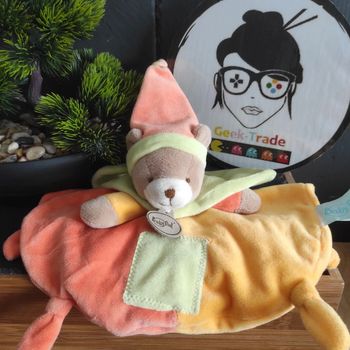doudou baby nat ours bn731 les mem' pacap Vert Orange Marron Bonnet Rond