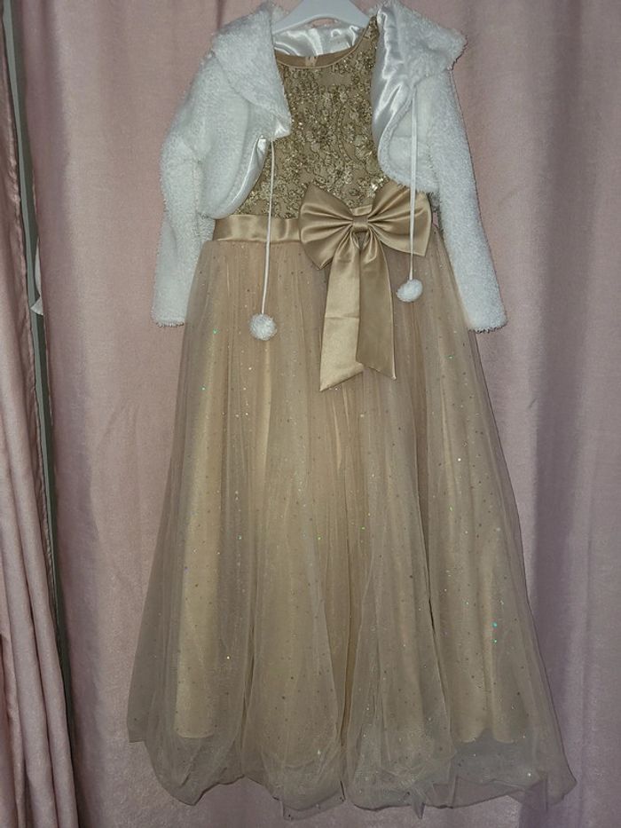 Robe soirée+ boléro + cerceau fille