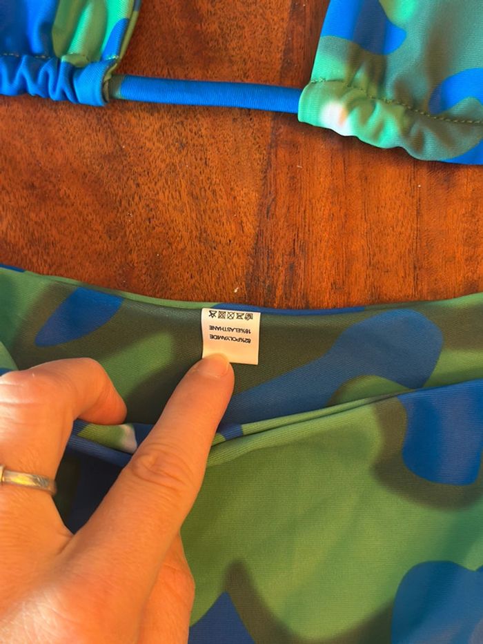 Maillot de bain 2 pièces camouflage bleu-vert – Neuf, taille S - photo numéro 8