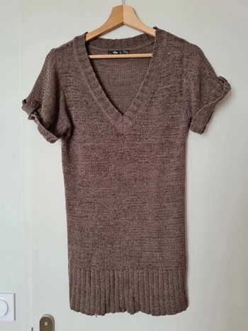 Pull long en maille manches courtes