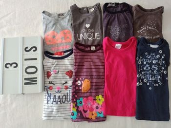 Lot 8 t-shirt ML 3 mois fille