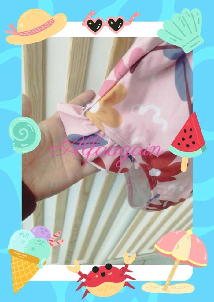 Maillot de bain neuf rose fleuri 10ans - photo numéro 3