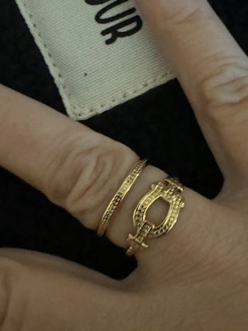 Bague large réglable câble force acier inoxydable or