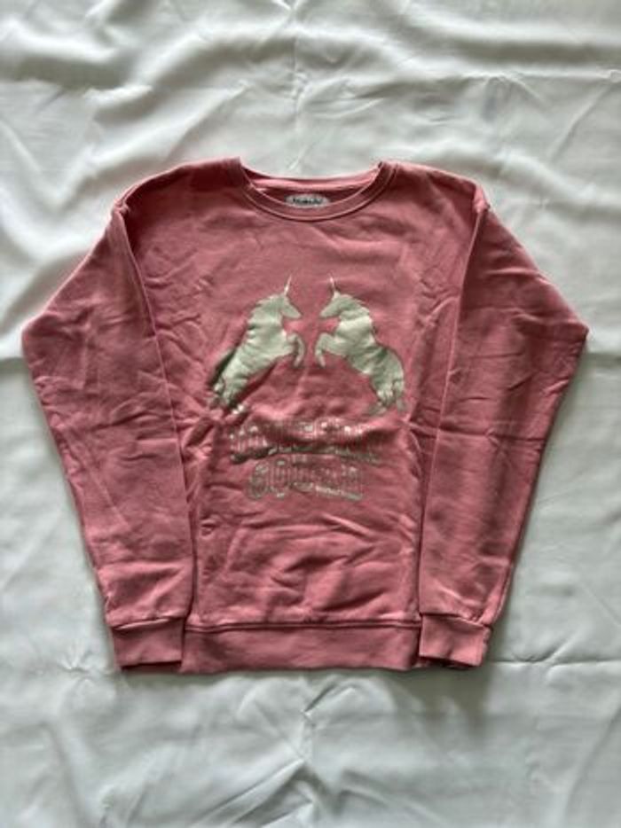 Pull rose à motif licorne argenté - Primark - 13/14 ans