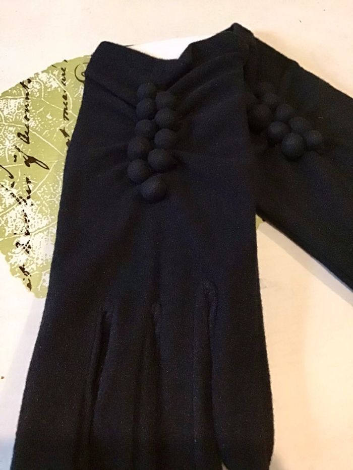 Paire de gants femme noir deco petite boule noir taille unique - photo numéro 2