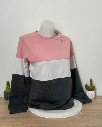 Pull tricolor rose, blanc et gris Taille L