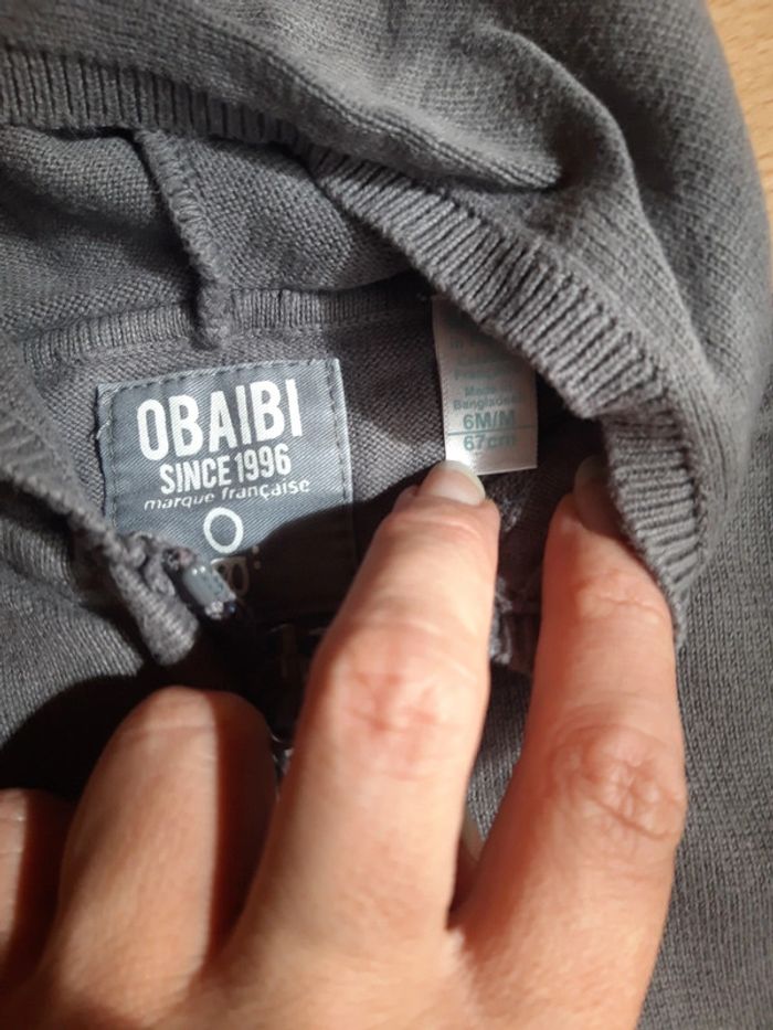 Gilet à capuche 6 mois Obaibi - photo numéro 3