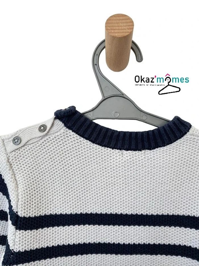 Pull rayé à grosse maille coton bleu marine et blanc - Orchestra 8 ans - photo numéro 6