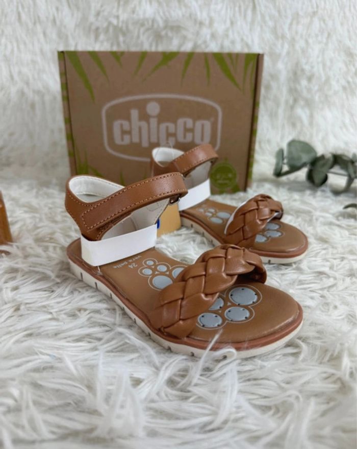 Paire de sandales Chicco taille 24 coloris marron - photo numéro 2