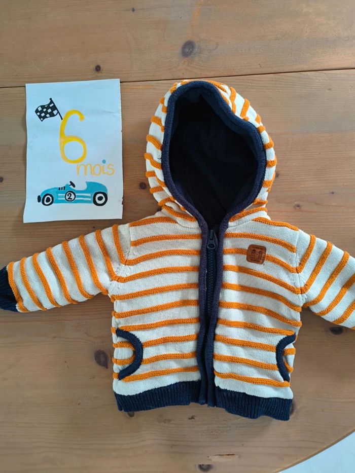 Gilet zippé polaire rayé garçon 6 mois Terre de marins
