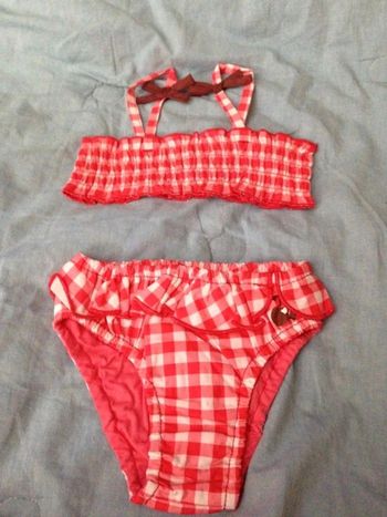 Maillot de bain 2 pièces imprimé vichy 9 mois