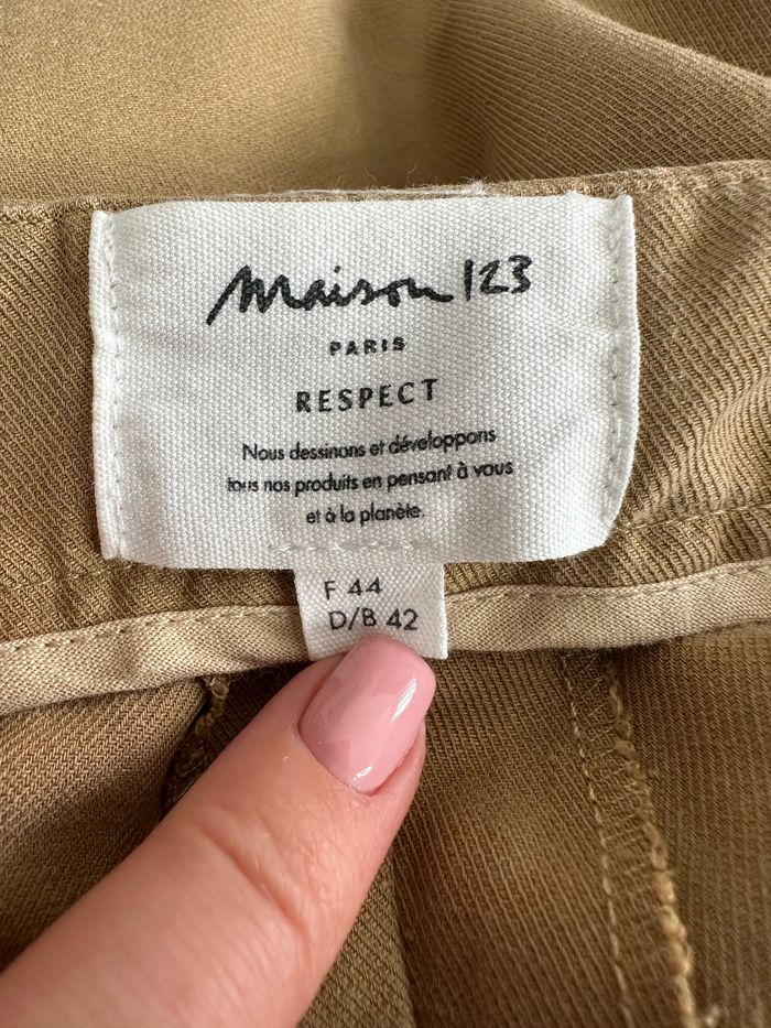 Pantalon chino beige coton et lin Maison 123 T44/46 2XL/3XL - photo numéro 6