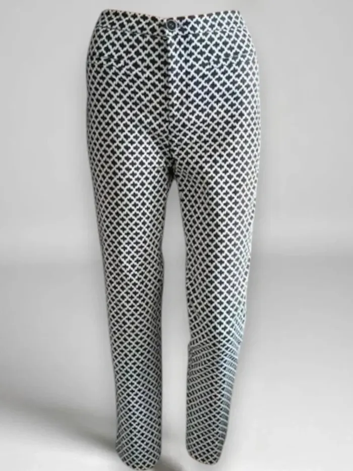 Magnifique pantalon Manigance ,coupe slim taille haute noir blanc croisé ni d'abeille ,stretch - photo numéro 5