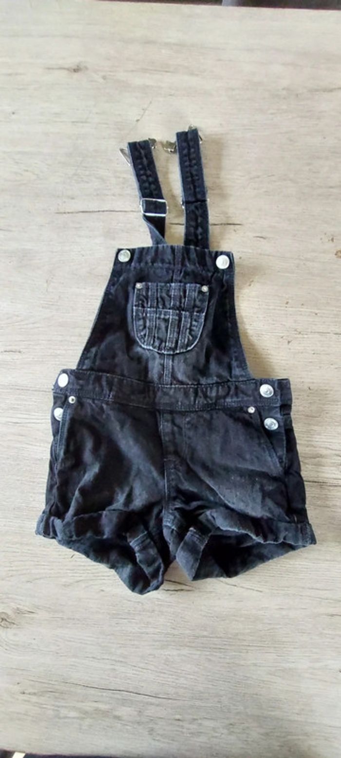 Salopette short en jean s noir, Kiabi, 3/4 ans, nickel