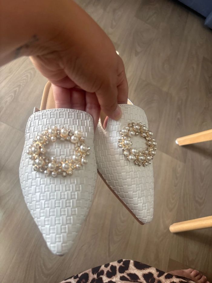 Chaussures blanches perles et strass t41 - photo numéro 5