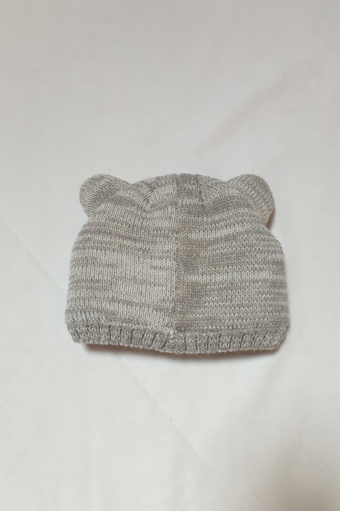 Bonnet bébé hiver chaud gris motif ours 6-12 mois - photo numéro 3