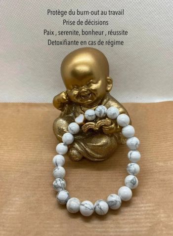 Bracelet howlite et cœur 17 cm , lithothérapie