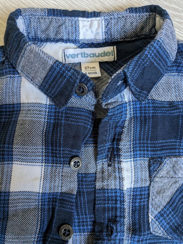 Ensemble jean et chemise à carreaux bleue 6 mois - photo numéro 5