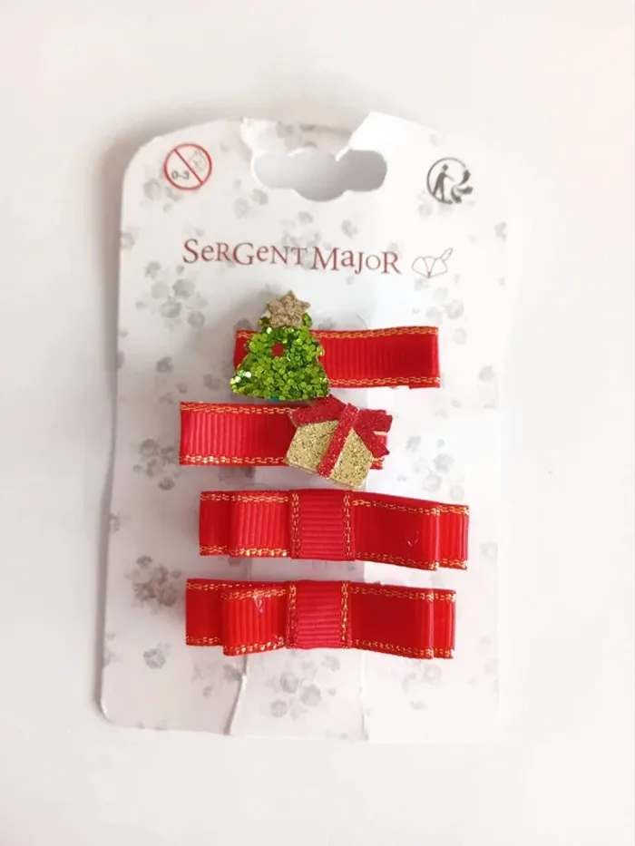Lot de barrettes rouge fêtes noël sergent major