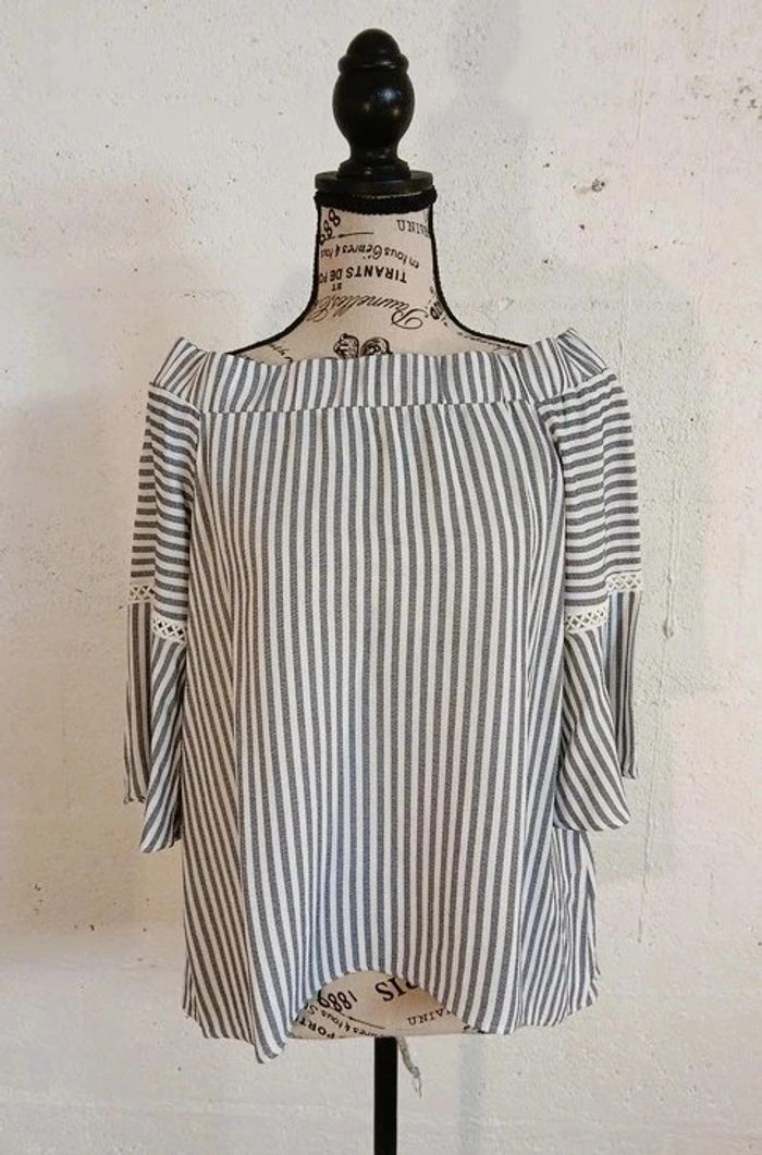 💙 Blouse rayée brodée KOTON – Taille L – Très bon état - photo numéro 5