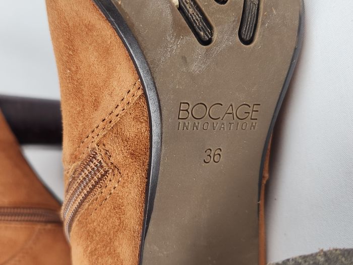 Bottines Bocage Femme Daim Marron Franges Plumes Taille 36 Talon Fermeture Éclair - photo numéro 10