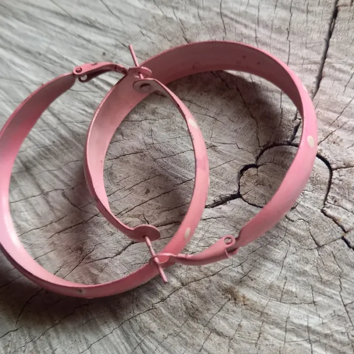 Vintage créoles boucles d'oreilles roses