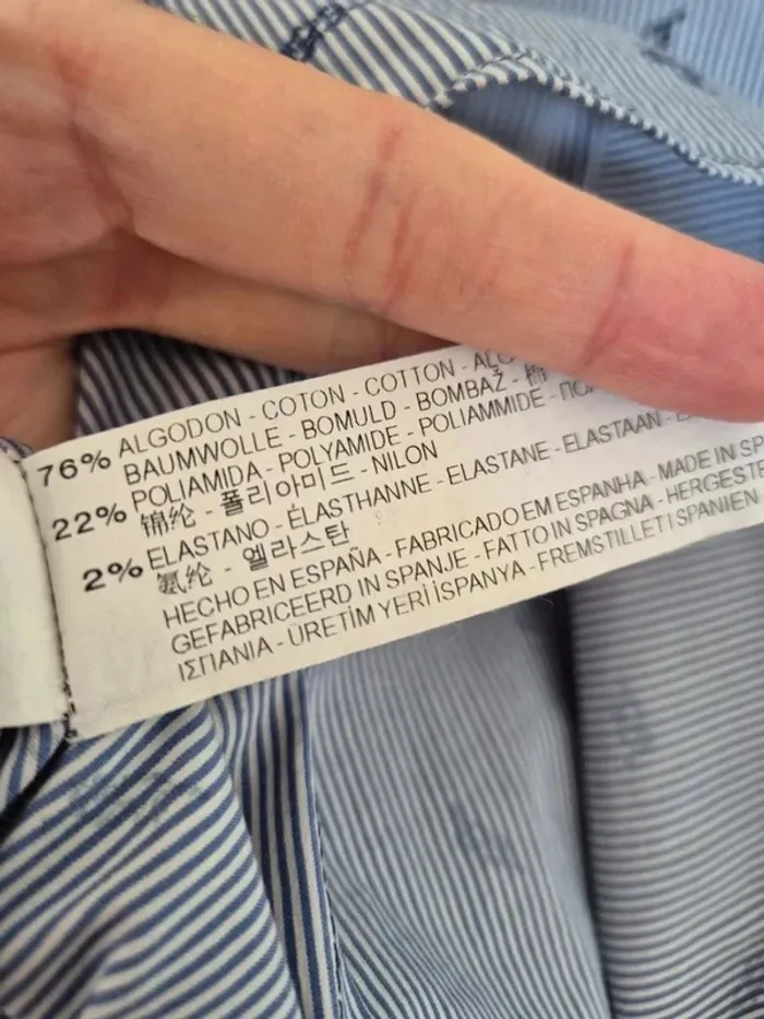Chemise ZARA basic cintrée bleu à rayures Taille S 36 - photo numéro 11