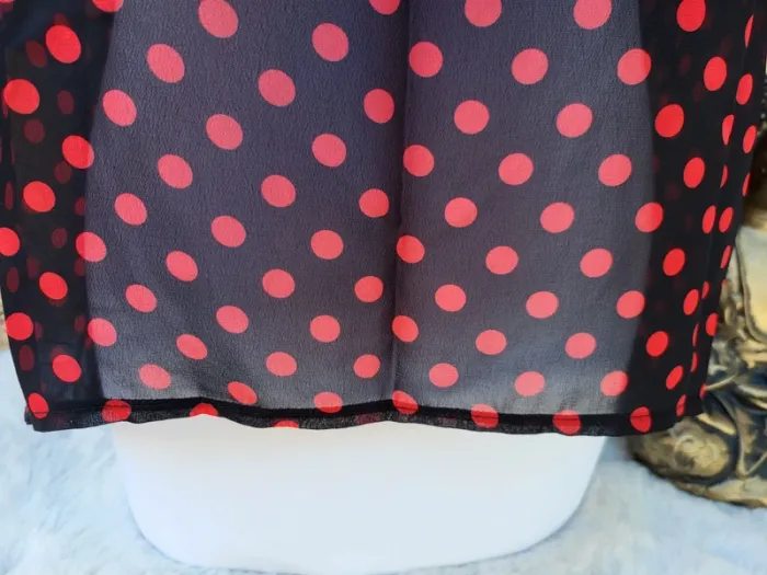 Blouse voile pin-up rétro noir rouge naf naf taille 42 - photo numéro 5