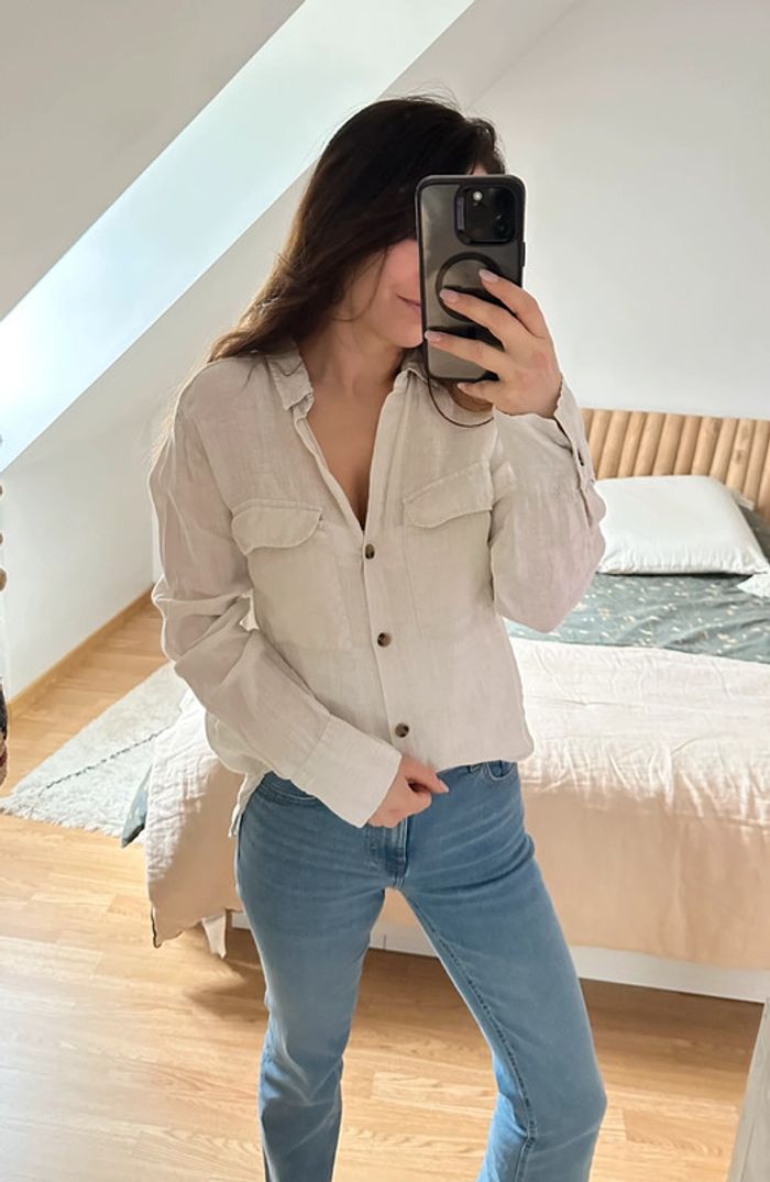 Chemise 100% lin Zara beige 🐚 - photo numéro 3