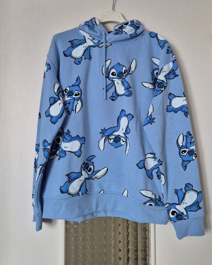 Sweat à capuche bleu imprimé stitch primaire taille XS 34 16ans