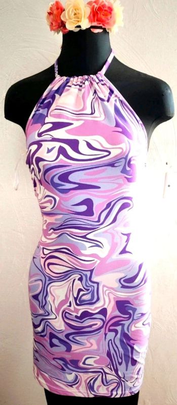 Robe halter neck violet