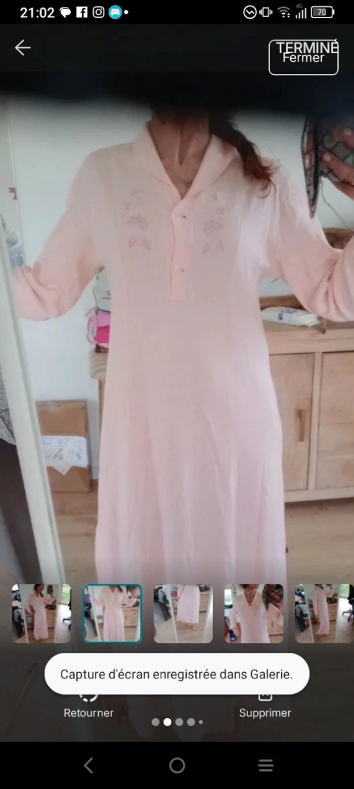 Robe de nuit longue xl vintage rose poudré c79 - photo numéro 2