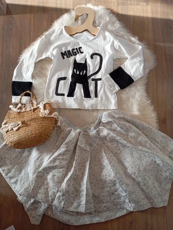 Ensemble fille jupe jpg jean Paul Gaultier junior + t-shirt orchestra 6 ans