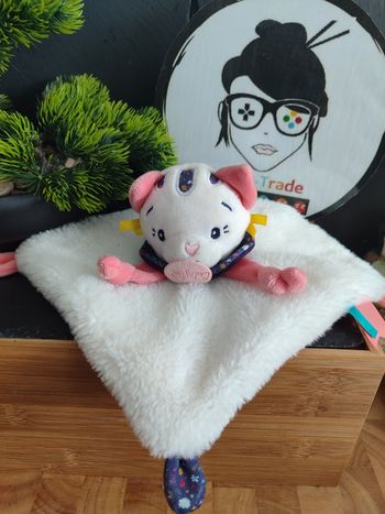 doudou plat chat pollen baby nat blanc rose violet bn0442 jaune fleur Coeur 3432