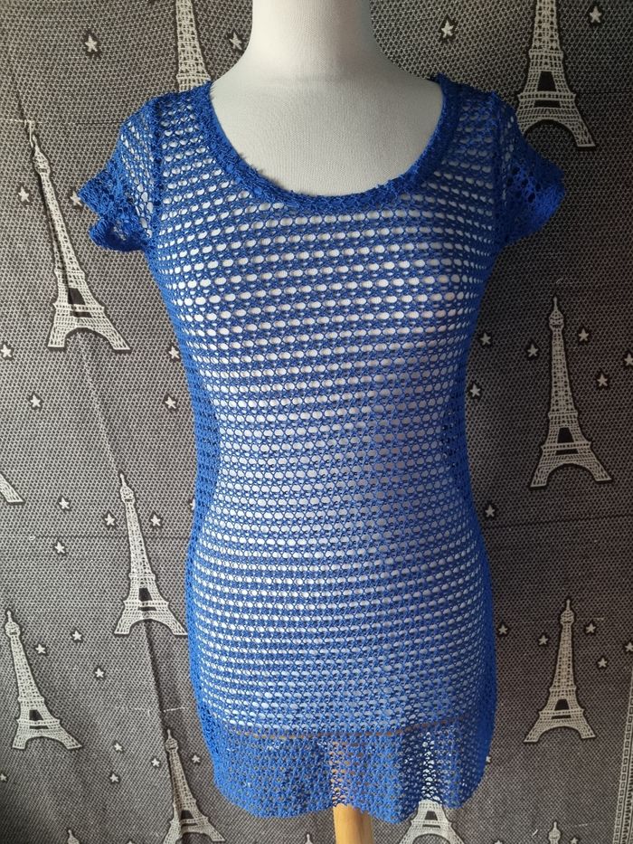 Robe d'été bleu ajouré taille 34-36