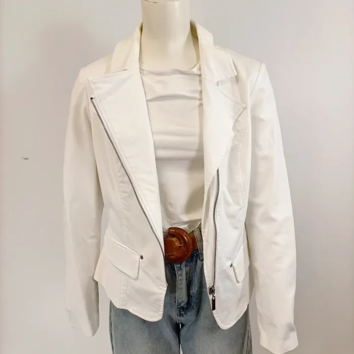 Veste blanche printemps/ été élégante -  Xanaka taille 42 - zip style perfecto A1539