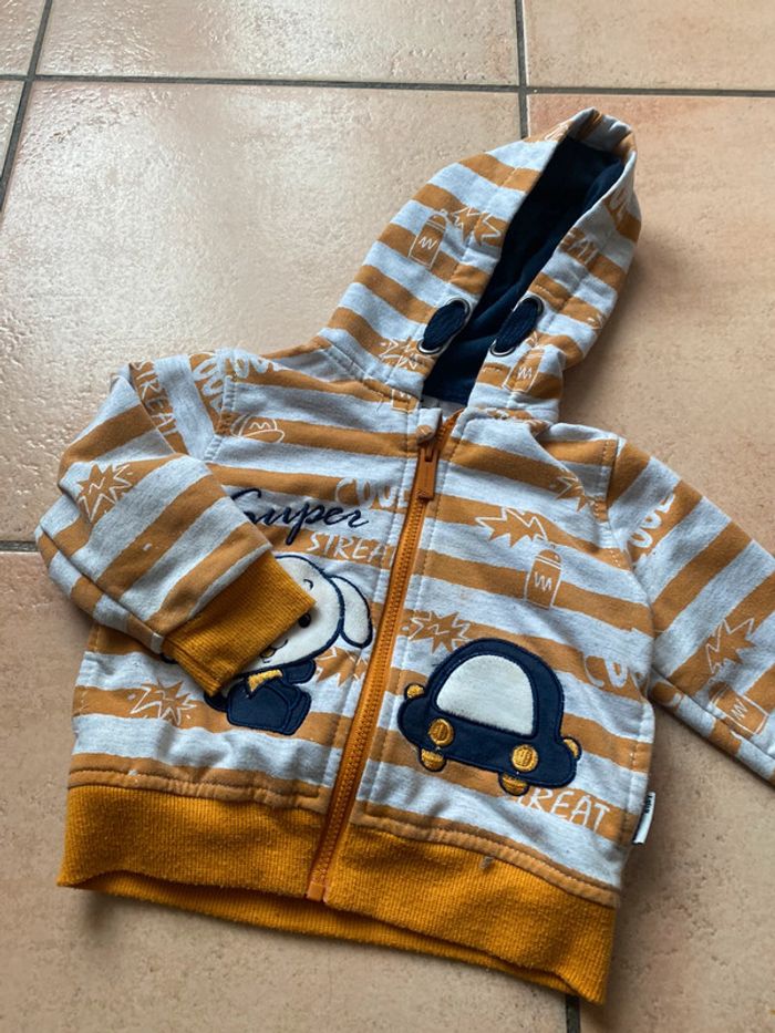Gilet à capuche zippé 12mois bébé liquidation vêtement garçon