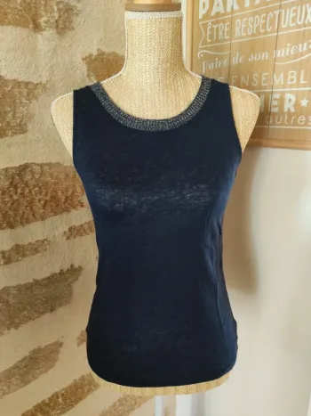 Débardeur bleu marine doré XS