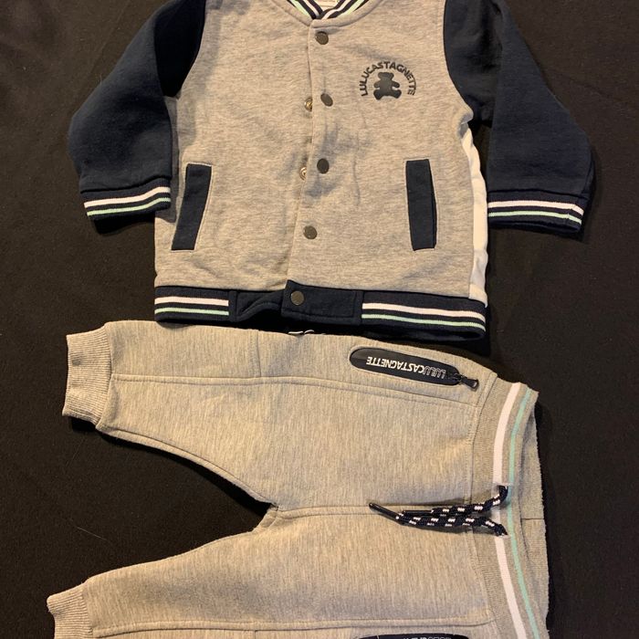 Ensemble Veste & pantalon gris bleu 12 mois Lulu Castagnette