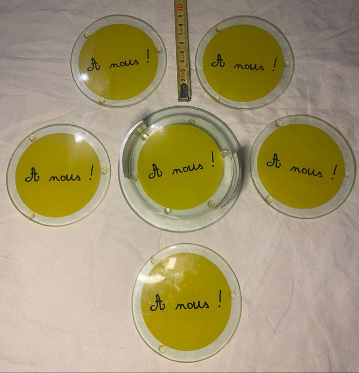 Set de 6 sous-verres »A nous »jaunes et noirs - photo numéro 2
